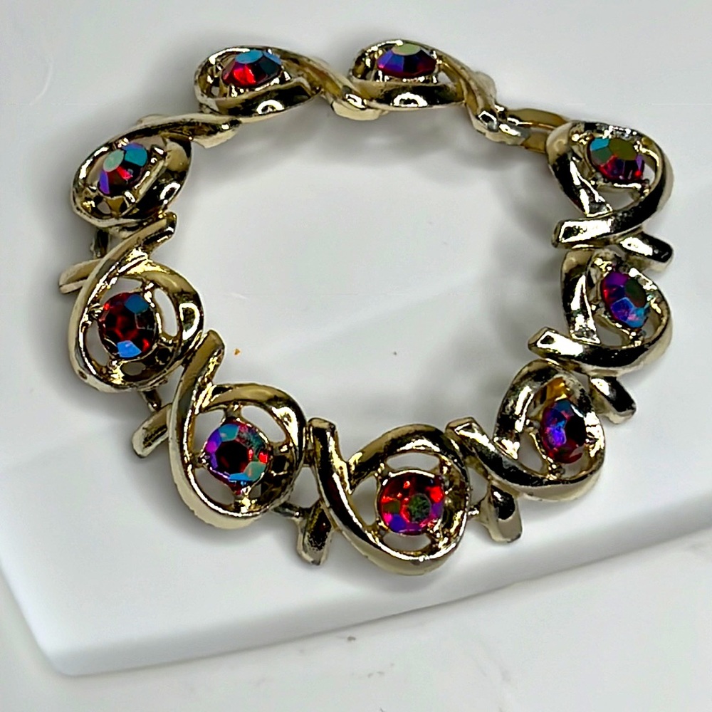 Vintage Antique Red Rhinestone Bracelet